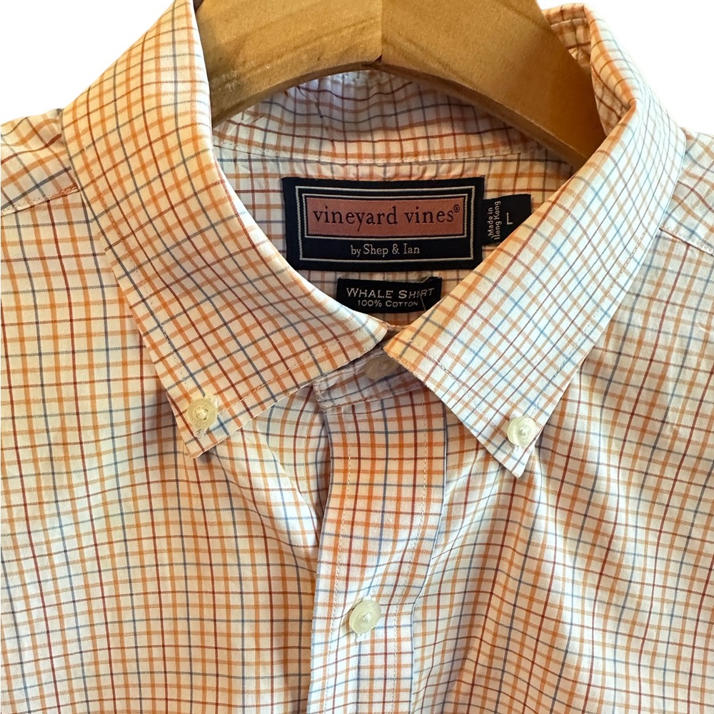 VINEYARD VINES Whale Shirt Long Sleeves Button Down Orange/Blue/Red, Men’s L